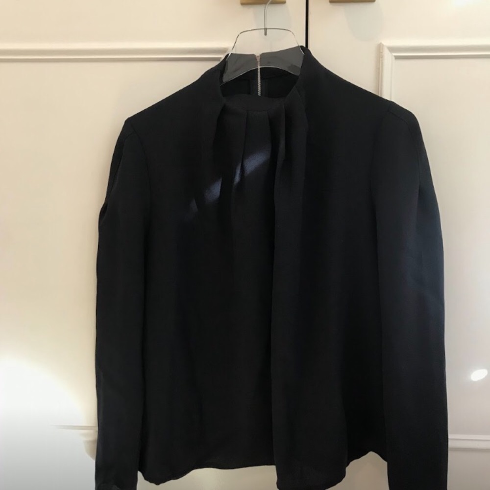 Sophisticated Navy Long Sleeve Blouse